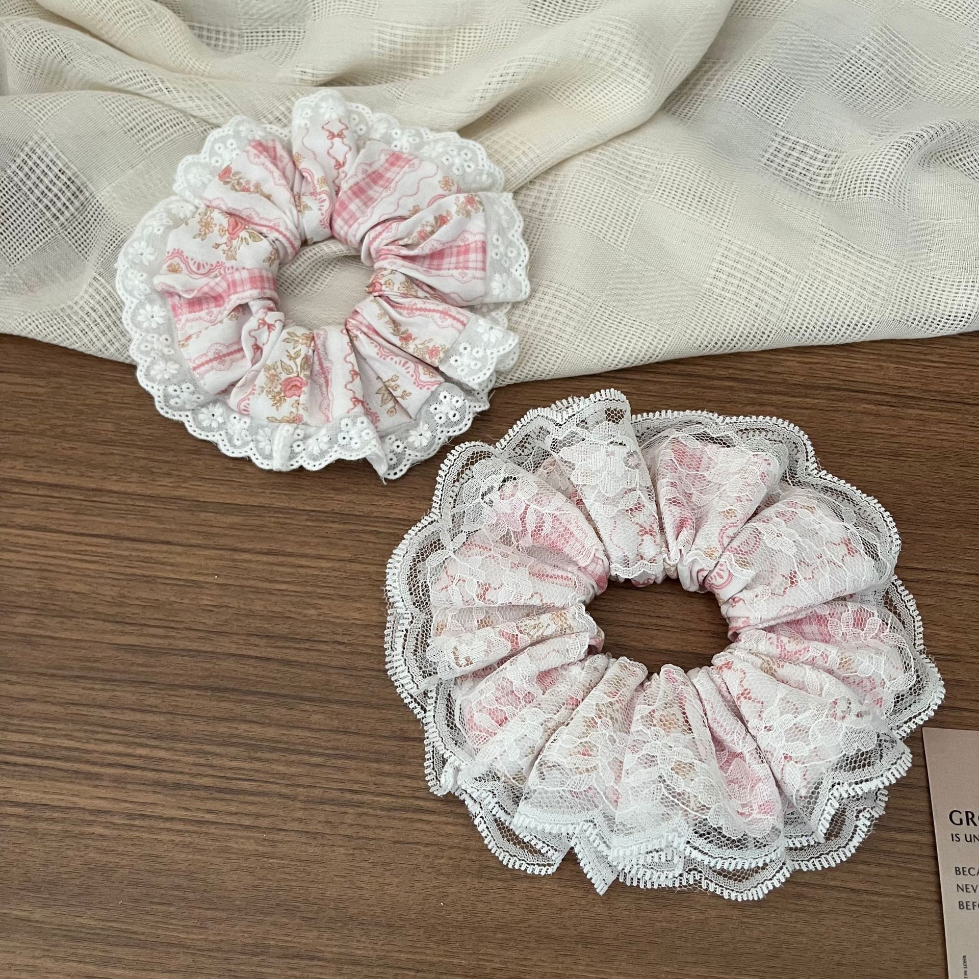 Maxi scrunchie in pizzo stile coreano elastico per coda capelli_voghion.com