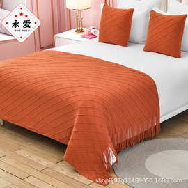 床尾巾民宿公寓床尾装饰沙发搭巾美式酒店床盖针织床尾毯宾馆床旗