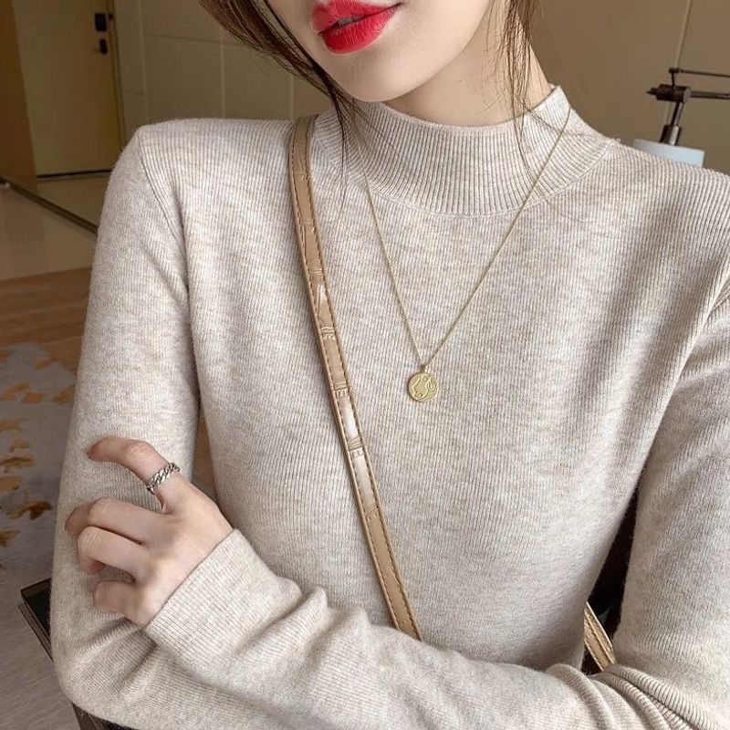 半高领毛衣女2026年新款内搭针织打底衫修身显瘦长袖百搭洋气上衣