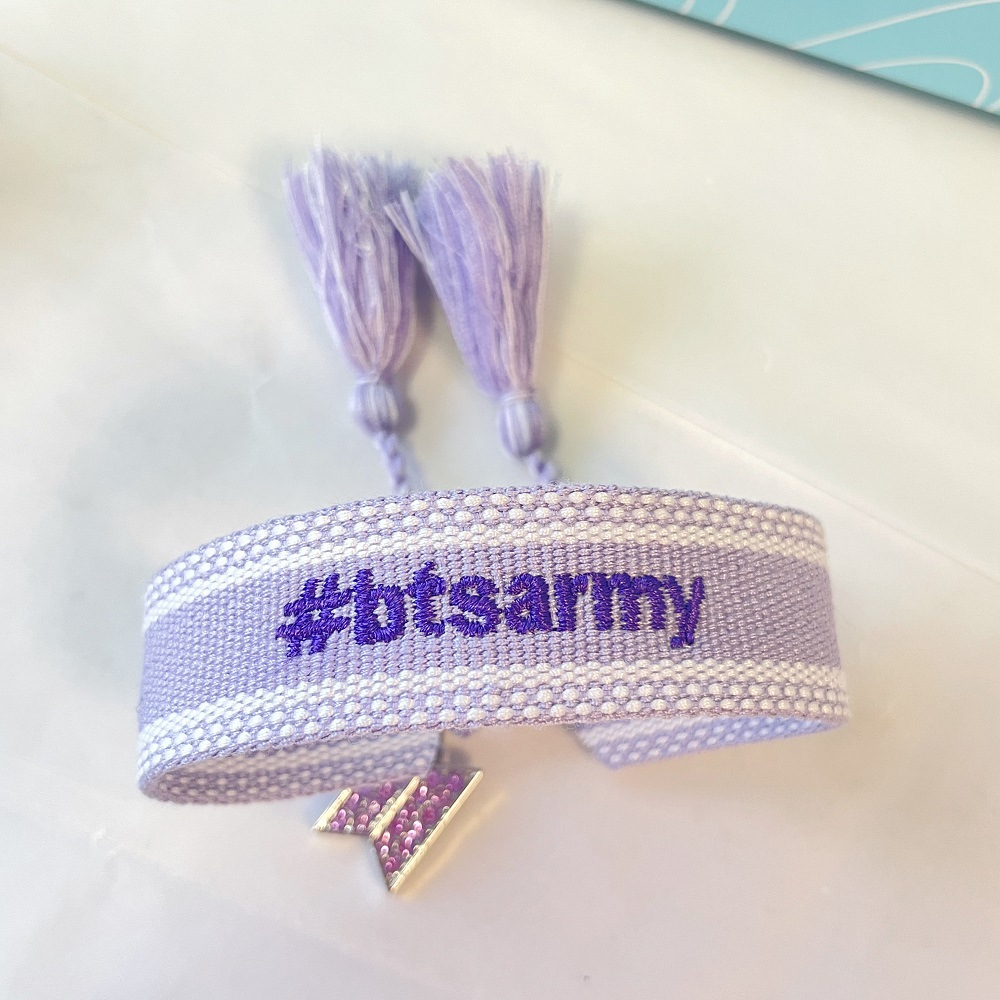 Bts 2026 World Tour Concert Handmade Embroidered Letter Pendant Bracelet Fan Support Gift