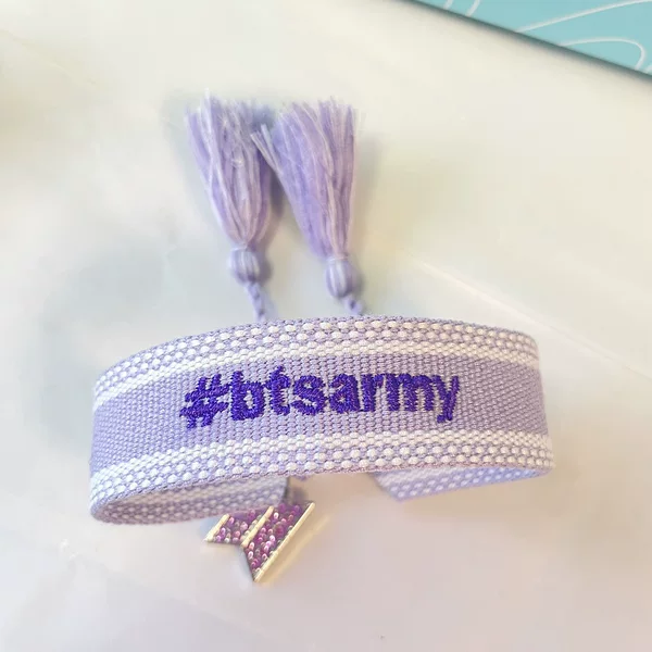 Bts 2026 World Tour Concert Handmade Embroidered Letter Pendant Bracelet Fan Support Gift