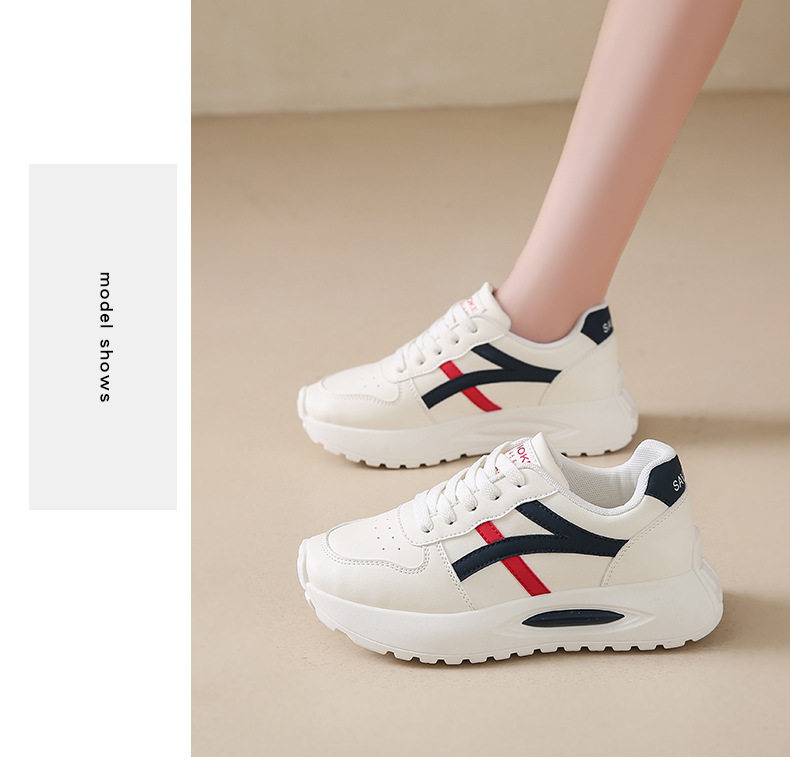 Giày sneaker nữ đế dày kiểu giày trắng cổ thấp, gót vừa 3–5 cm, dây buộc phía trước — Màu kaki be, Màu xanh be, Màu xám be chi tiết 18