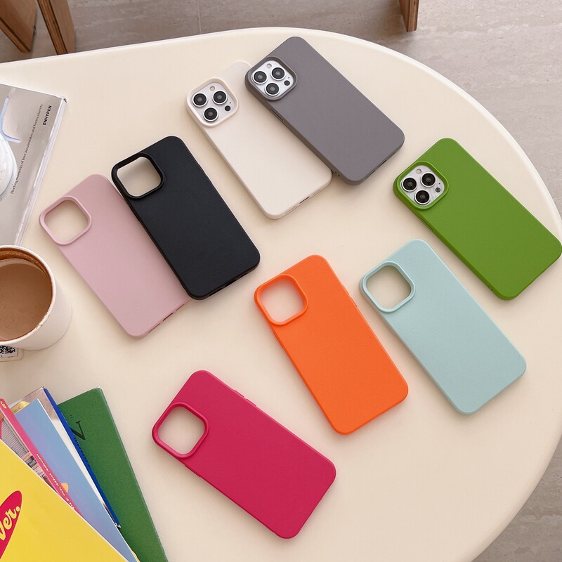 South Korea Ins Simple Imitation Leather Soft Case for iPhone16promax Phone Case Apple 15 New 14/13