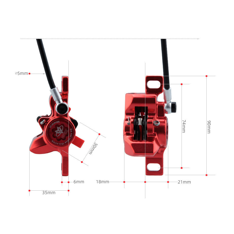 Nuevo NFOX GT267 freno de aceite apagado conjunto de frenos accesorios de scooter eléctrico freno de disco de aceite negro rojo doble pistón derecho