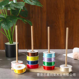 现货木质丝带收纳架鲜花店彩带缎带架桌面编织工具纱线架毛线轴架