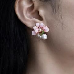 花糸エナメル玉蘭真珠ピアス女性イヤリング高級感百合中国風洗練された気質耳飾り