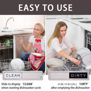 Brushed Stainless Steel Magnetic Dishwasher Sign Prompt Sign Clean Dirty Acrylic Dry Dirty Status Sign