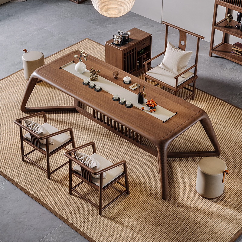 뜨거운 판매: 2.0m 티 테이블 + 팔걸이 천공 의자 + 티 의자 * 2 + 부드러운 의자 * 3 + 무료 차 캐비닛