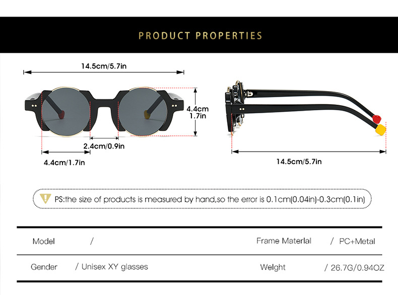 65g Weight Full Frame Glasses Structure Sunglasses Classification PC, UV400 Protection Lens Material Round Frame Glasses Style Outdoor, Travel Occasion Solid Color Pattern All Seasons Season Unisex Gender Hip-Hop, Streetwear Style Grey, Black Color Hip-Hop Streetwear Solid Color PC UV400 Protection Round Frame Full Frame Women's Sunglasses 4