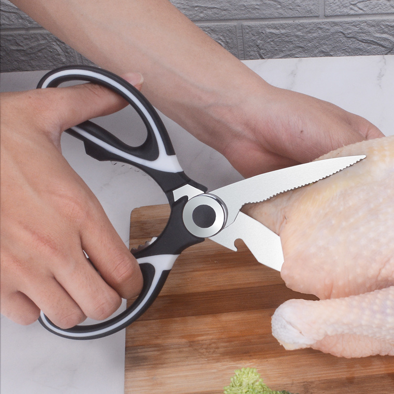 Multi-purpose chicken bone bottle opener walnut cracker knife sheath scissors stainless steel panda clip multi-functional kitchen scissors