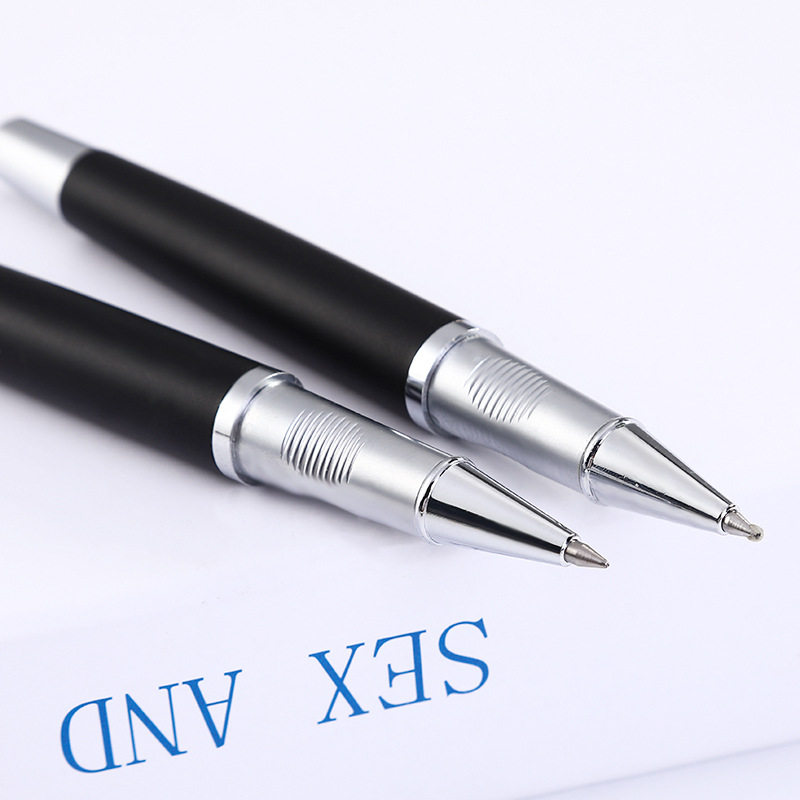 Negro esmerilado metal firma pluma regalo de negocios Conferencia publicidad bolígrafo impresión LOGO gel pluma letras