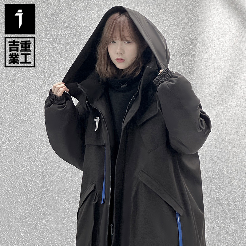 Jiye industria pesada 2023 Invierno nueva chaqueta multi-Bolsillo chaqueta acolchada de algodón para hombres y mujeres chaqueta acolchada de algodón con capucha engrosada informal suelta