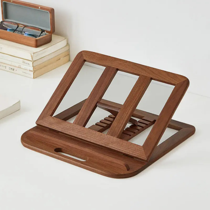 Wooden Laptop Stand, Office Tablet Height-Adjustable Bracket, Cooling Rack, Adjustable Reading Bookshelf