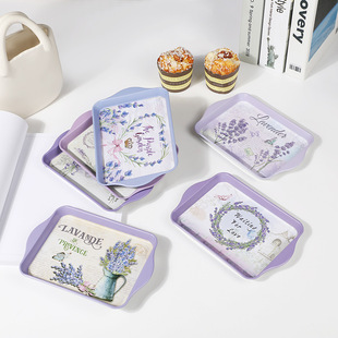 European-style vintage tinplate printed melon and fruit plate cake small tray household snacks square storage tray wholesale