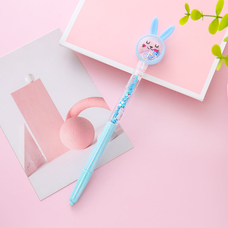 Bolígrafo de góner de arenas movedizas de conejo, herramienta de escritura para estudiantes de dibujos animados, bolígrafo de agua, bolígrafo de firma de oficina de alto valor al por mayor