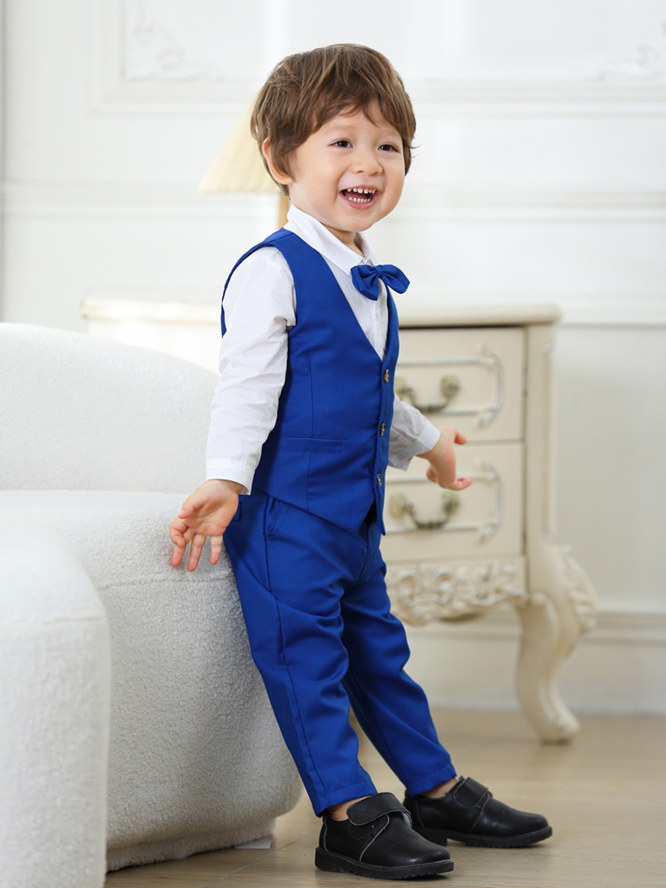 Cross-border New Children's Set Baby Banquet Party Gentleman's Collar Vest Dress European and American Style Boy's Three-piece Set