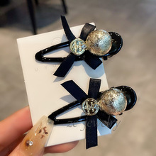 高级感冷淡风磨砂球蝴蝶结边夹女小众甜酷侧边碎发新款气质发饰