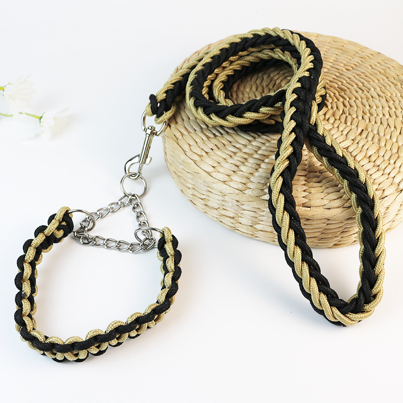 Correa para perro grande tejida a mano de 8 hebras de nylon, tipo cadena P – reflectante, para pasear.