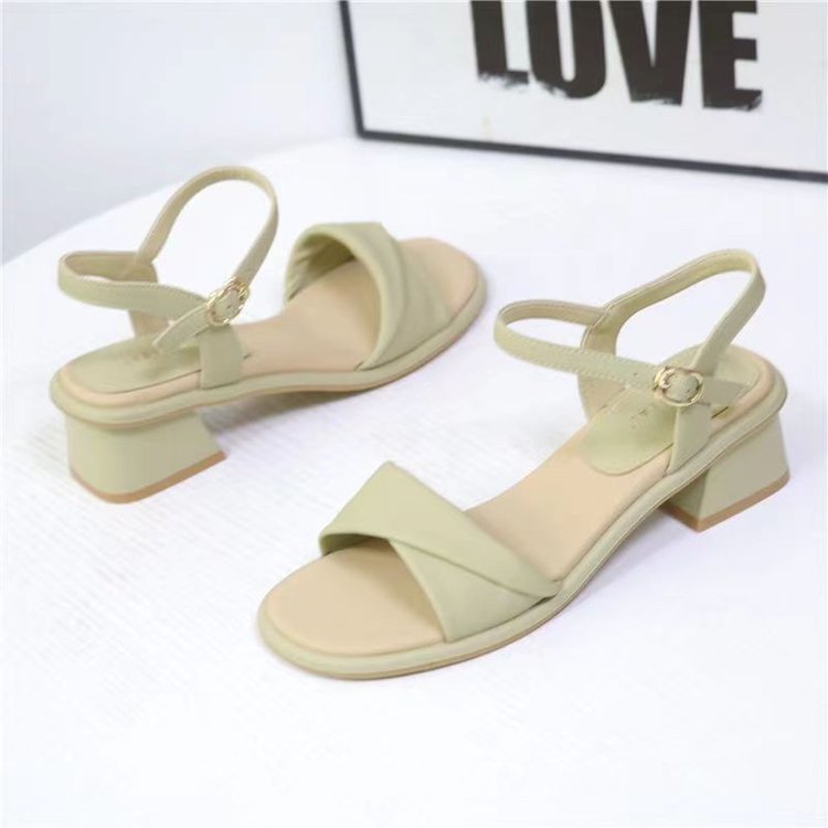 Sandalias de Tacón Grueso con Hebilla para Mujer de Caucho y PU image 8