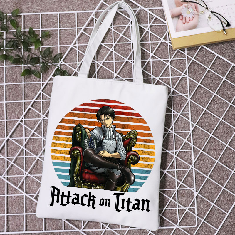 Ataque gigante en Titan perímetro bolsa de compras de lona de moda minimalista bolsas de hombro para estudiantes para hombres y mujeres