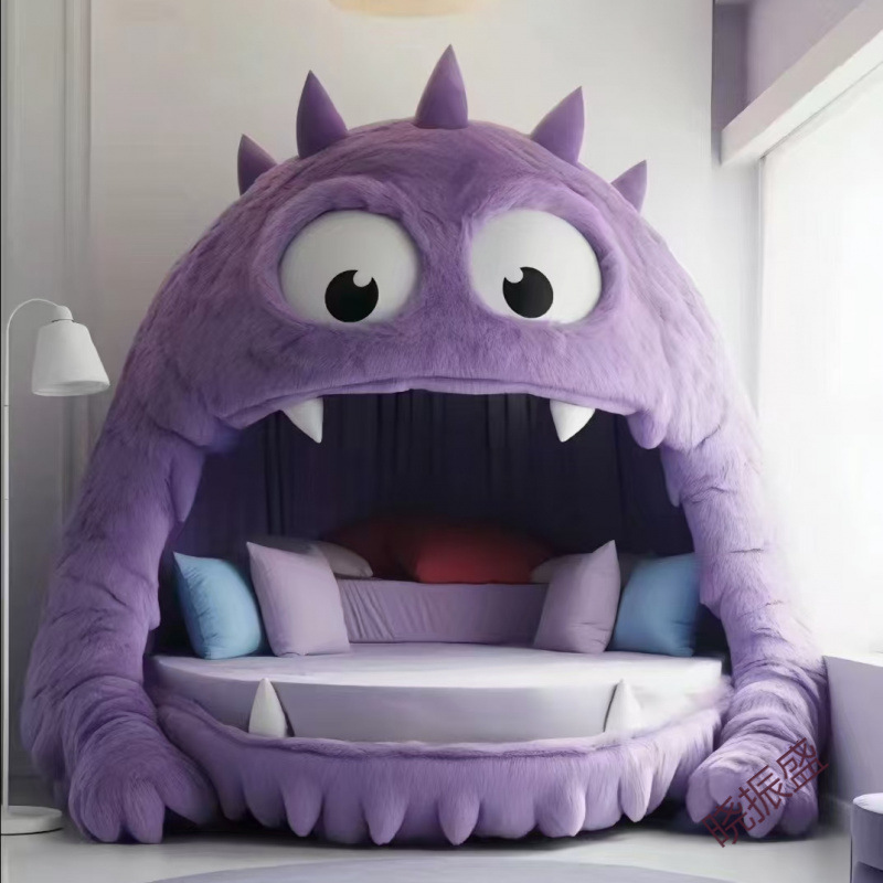 Light Luxury Minimalist Cream Style Fabric Plush Internet Celebrity Two-Dimensional Monster Bed Bedroom Bed Light Luxury Minimalist Cream Style Fabric Plush Internet Celebrity Two-Dimensional Monster Bed Bedroom Bed