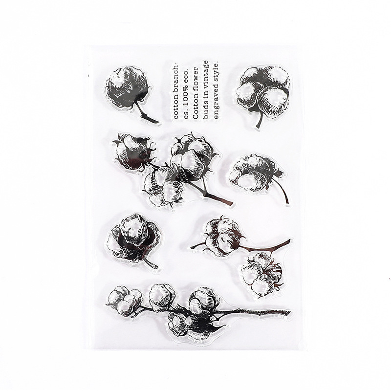 16 diario sello de silicona transparente vintage planta diario decorativo sello de goma planta verde arreglo floral sello Collage