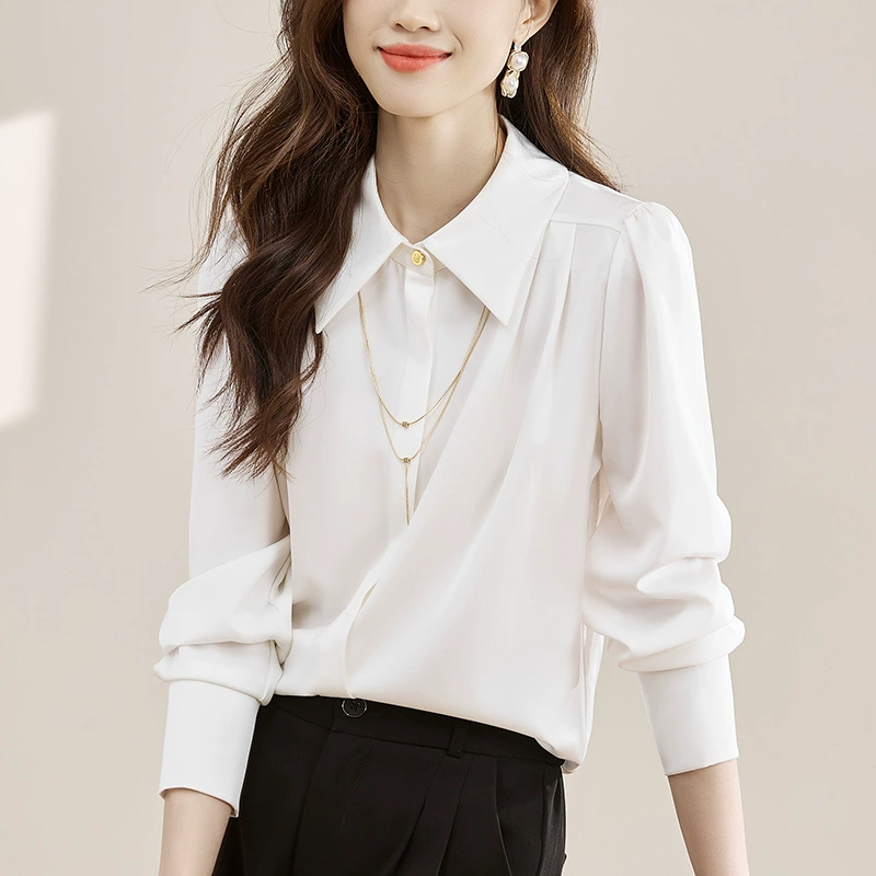 2025 весна новая женская черная рубашка с длинными рукавами популярна в этом году