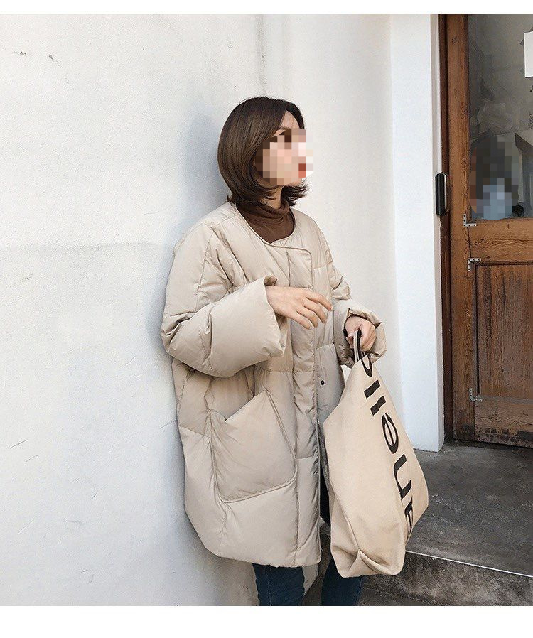 Women's Mid-length Down Jacket Loose Fit Stylish Korean Winter Coat_voghion.com