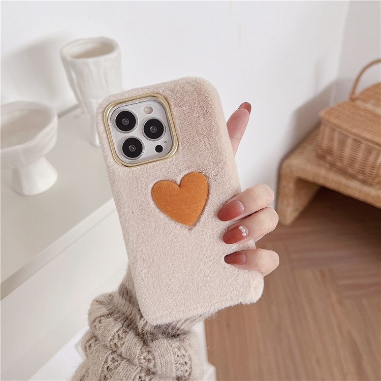 Plush Loving Heart Autumn And Winter Apple Xsmax Phone Case Xr For Iphone13pro/7/8plus Soft 12 display picture 4