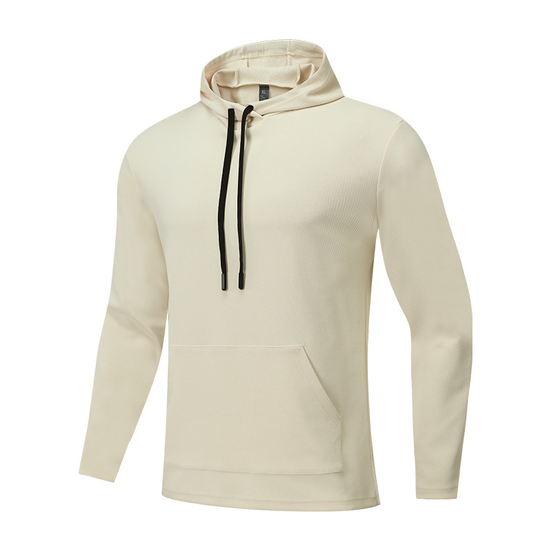 Transfronterizo al aire libre sudadera con capuchón otoño invierno entrenamiento de carrera sudadera de fitness hombre cuello alto secado rápido mangas largas bolsillo canguro