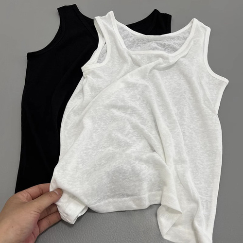 Summer thin snow flake cotton lace sleeveless camisole, cotton linen sleeveless top, sexy, stylish, suitable for layering, versatile, casual wear.