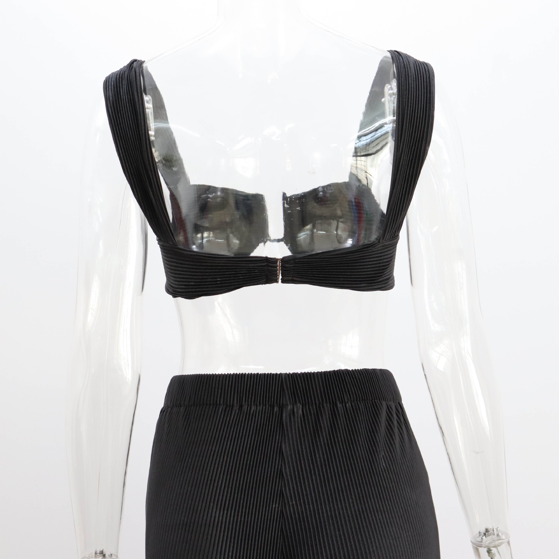 Traje de dos piezas para mujer, primavera y verano, con tirantes finos, espalda descubierta, informal, con pantalones rectos