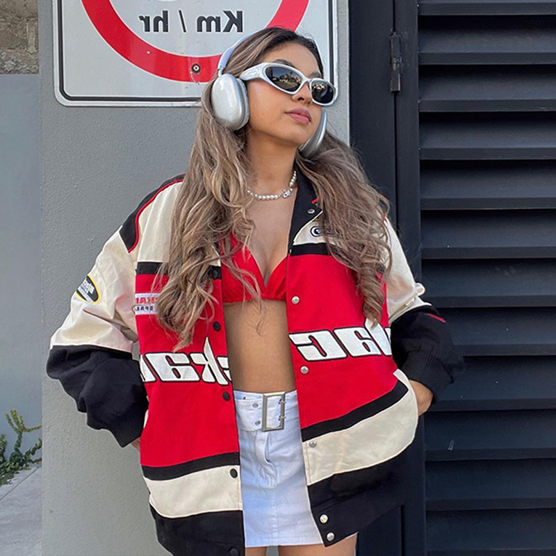 2023 otoño e invierno nueva chaqueta transfronteriza Amazon sports estampado tricolor casual de manga larga cortavientos chaqueta de motocicleta