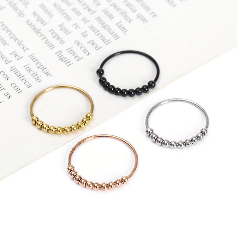 Cross-border New Amazon New Pressure Anxiety Decompression Ring Personalized Creative Rotatable Bead Ring Ring