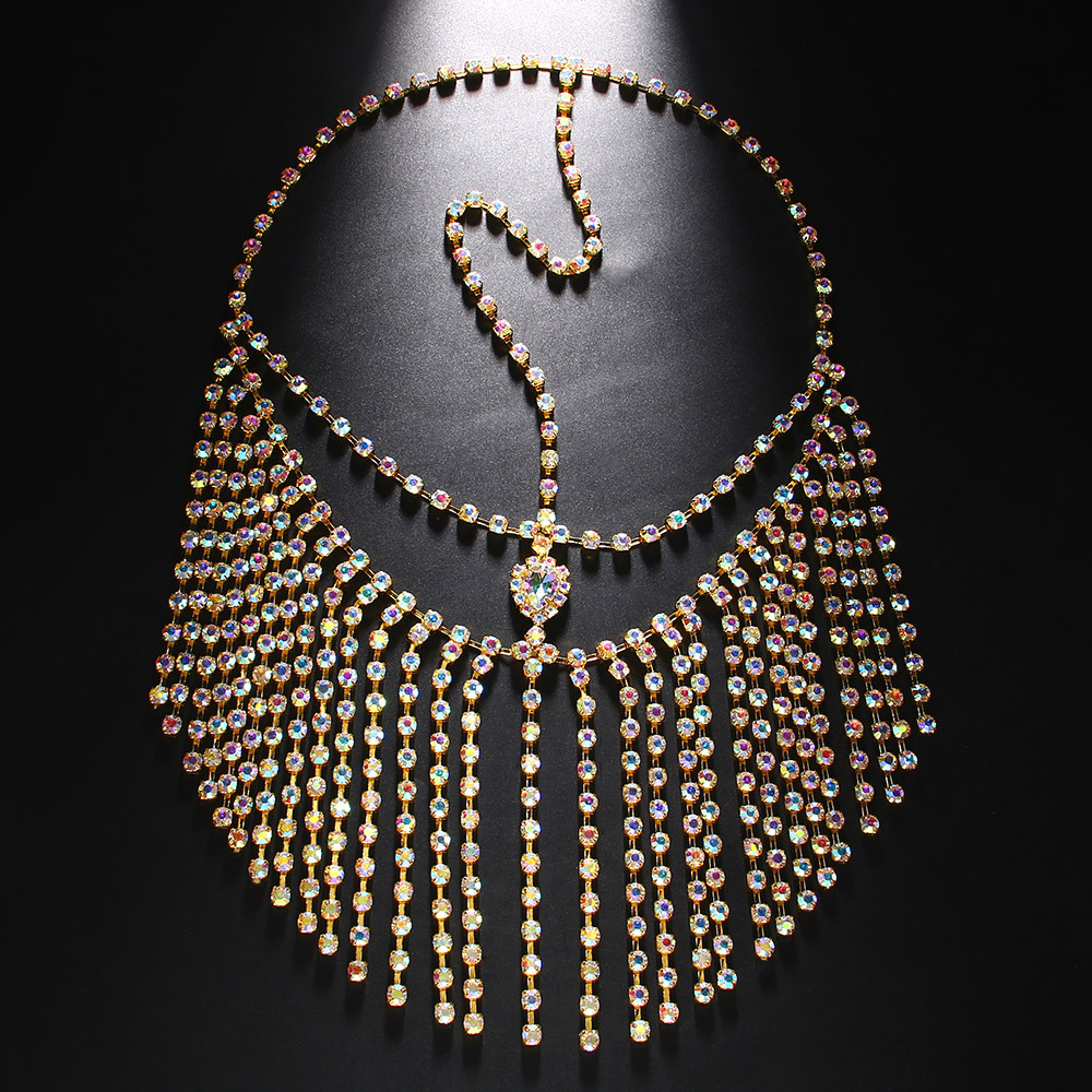 Máscara de borla larga rhinestone transfronteriza Bola de Halloween gota de agua máscara de diamante de color accesorios máscara femenina