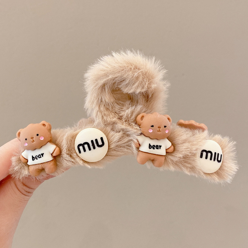 Otoño y invierno simple café de leche tiburón clip de cabello más agarrar clip de alta sensación detrás de la cabeza cabello adorno de cabello coreano agarrar cabello universal