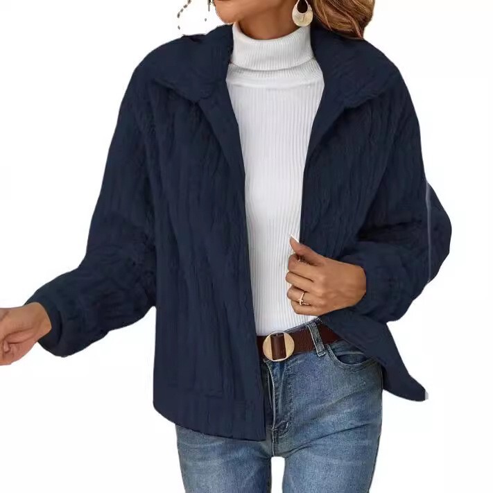 2024 Cross-border New Fall/Winter Plush Cardigan Lapel Short Jacket