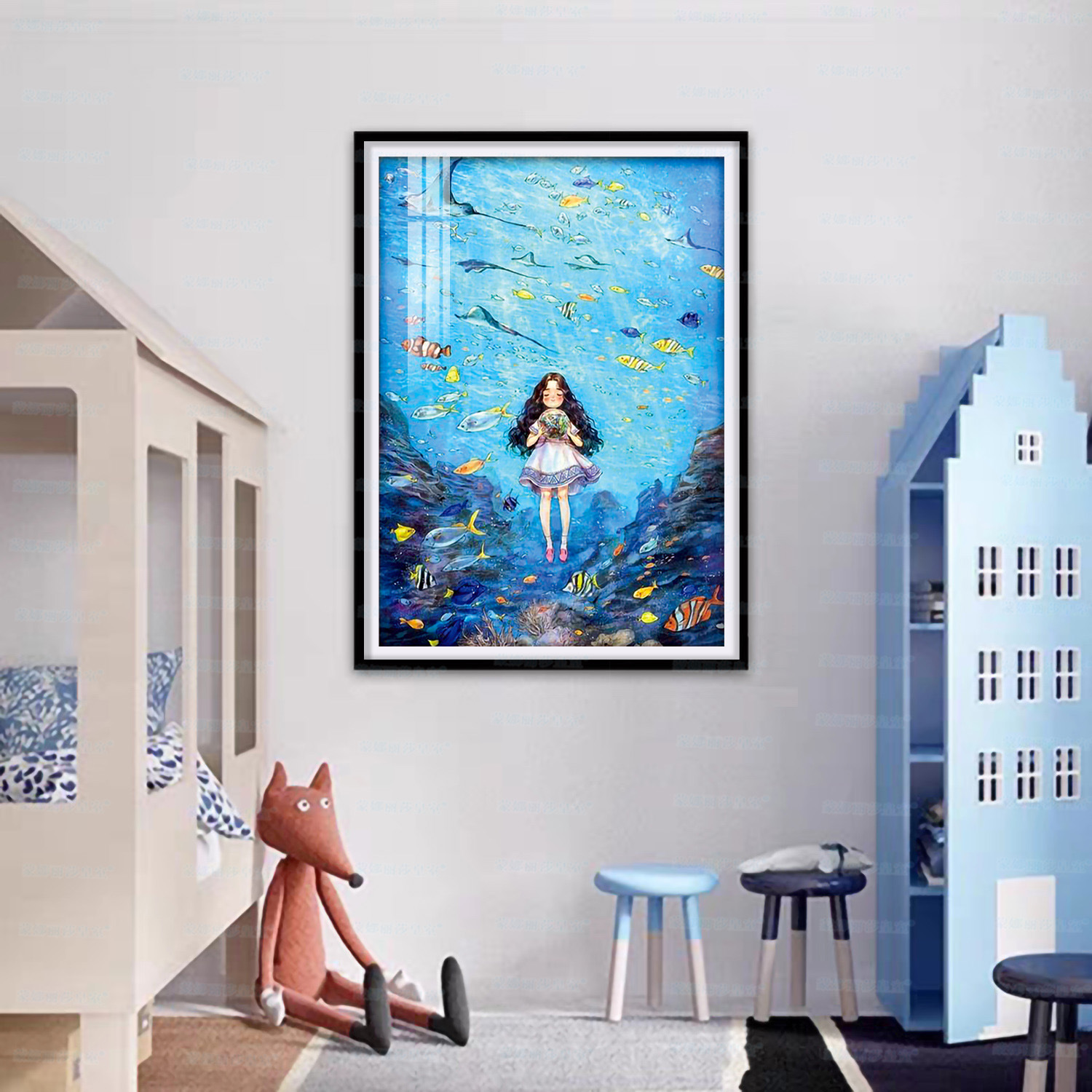 Mona Lisa Royal Cross Stitch World Underwater Girl One Cross Stitch Piezas pequeñas Dibujos animados Sala de estar Pintura decorativa image 3