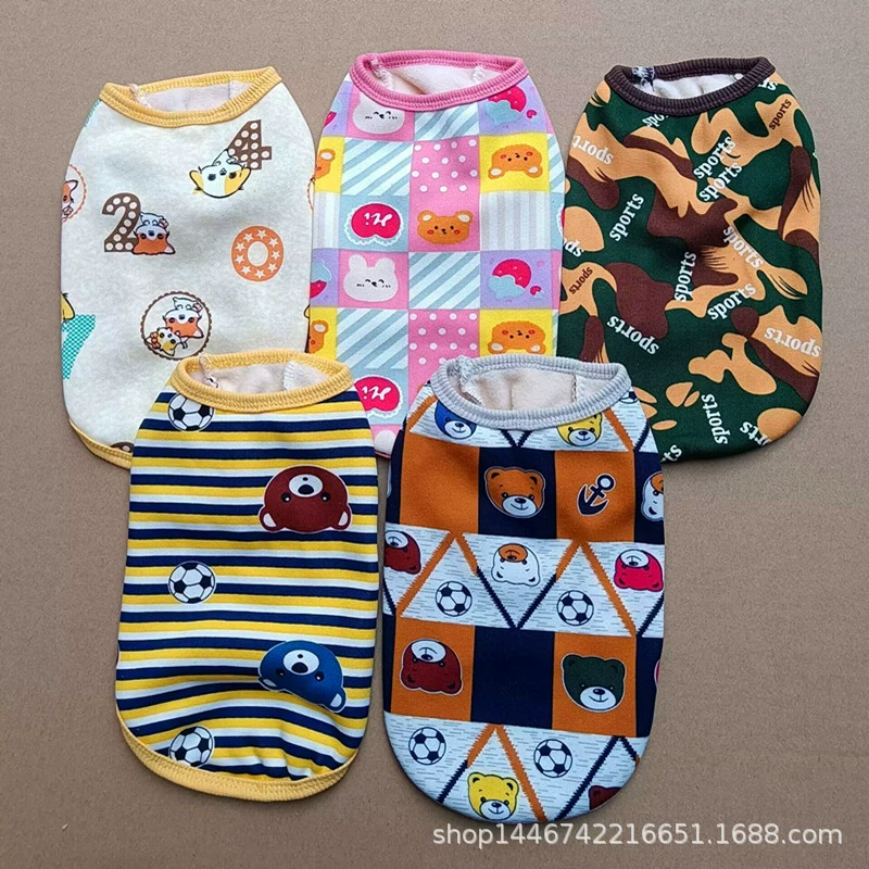 Жилет для собак, рубашка с героями мультфильмов для собак, осенне-зимняя бархатная одежда для собак, осенне-зимний плюшевый жилет, размер одежды для домашних животных