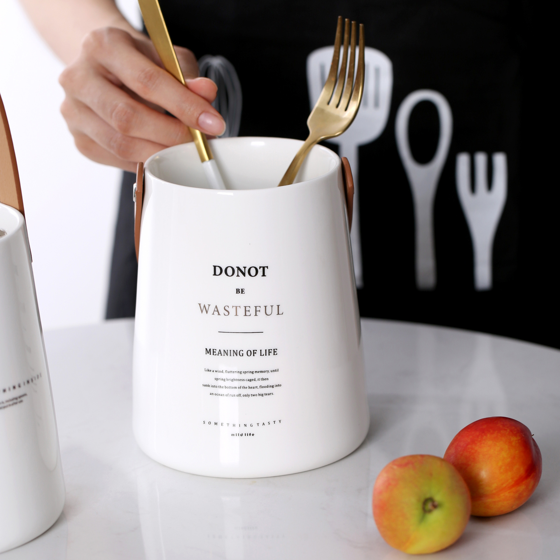 37 grados original Nórdico mango de cuero tubo vajilla creativa simple cocina del hogar palillos cerámica jaula almacenamiento