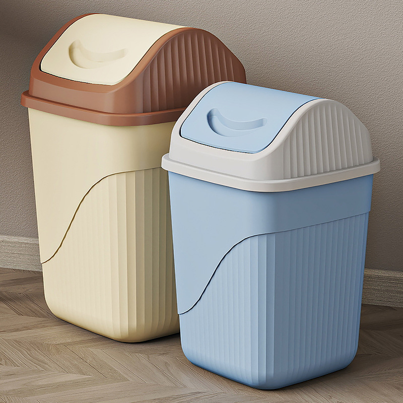 Household trash can living room kitchen crevice thickened shake lid large capacity plastic cream wind with lid sanitary trash can