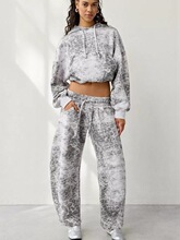 I 37018 Y2K Color Block Print Hoodie Set ƴɫӡ��������װ
