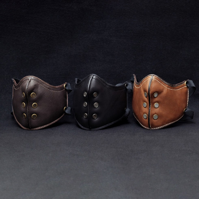 欧美新款PU皮户外金属装饰口罩夏季新款挂耳式休闲时尚防尘口罩