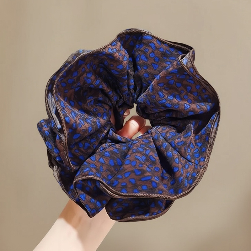 376 синяя резинка для волос в горошек 16см