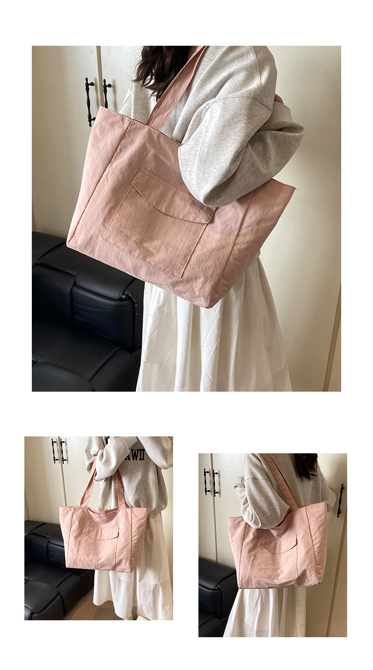 Cross-border laid-back style nylon bag for women 2025 new casual large-capacity shopping handbag, simple and lightweight single-shoulder bag undefined