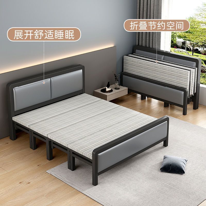 Camas dobles plegables cuádruples cama de madera casera cama de hierro cama de alquiler cama de piso cama cama cama de hierro forjado cama plegable portátil