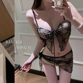 2025新款泳衣女高级感蕾丝性感度假辣妹三件套温泉泳衣女纯欲风