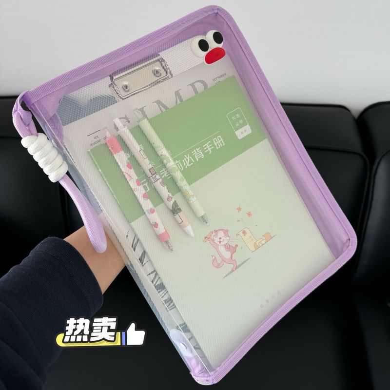 薄いカラーの手提げ書類袋の高い顔の値は本の袋のA4透明なチャック式の資料の収納袋の爆発的な卸売りを持ちます。|undefined