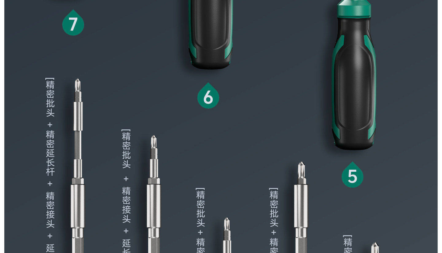 Green Forest [Moonlight Treasure Box] Ratchet Wrench Quick Dual-Use Mini Hex Key Three-In-One Socket Set