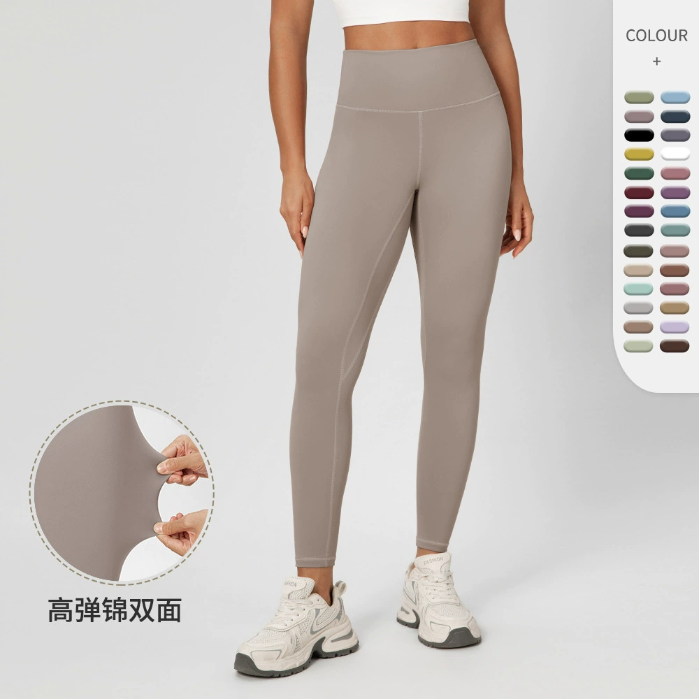 Женские голые штаны для йоги, двусторонние шлифовальные узкие спортивные штаны для подтяжки бедер и живота с высокой талией, штаны для бега и фитнеса M1903